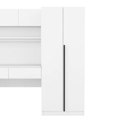 Bellemave® 2 Door Wooden Storage Desk Wardrobe for Bedroom with Shelves and 8 Drawers - Bellemave