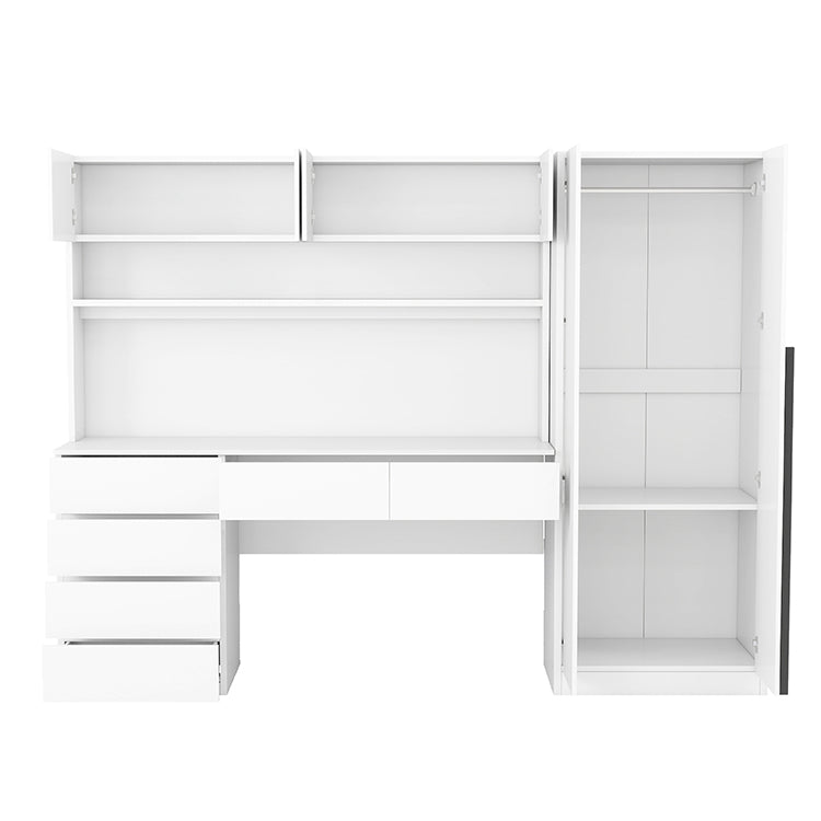 Bellemave® 2 Door Wooden Storage Desk Wardrobe for Bedroom with Shelves and 8 Drawers - Bellemave