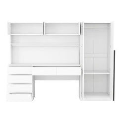 Bellemave® 2 Door Wooden Storage Desk Wardrobe for Bedroom with Shelves and 8 Drawers - Bellemave