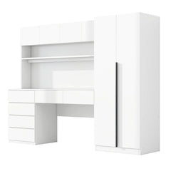 Bellemave® 2 Door Wooden Storage Desk Wardrobe for Bedroom with Shelves and 8 Drawers - Bellemave