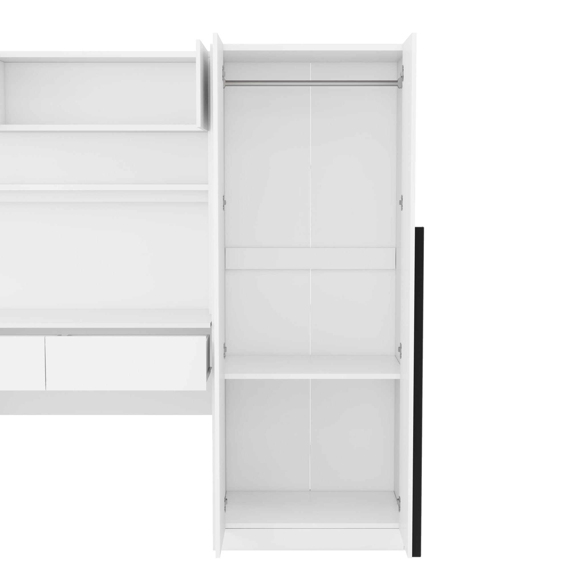 Bellemave® 2 Door Wooden Storage Desk Wardrobe for Bedroom with Shelves and 8 Drawers - Bellemave