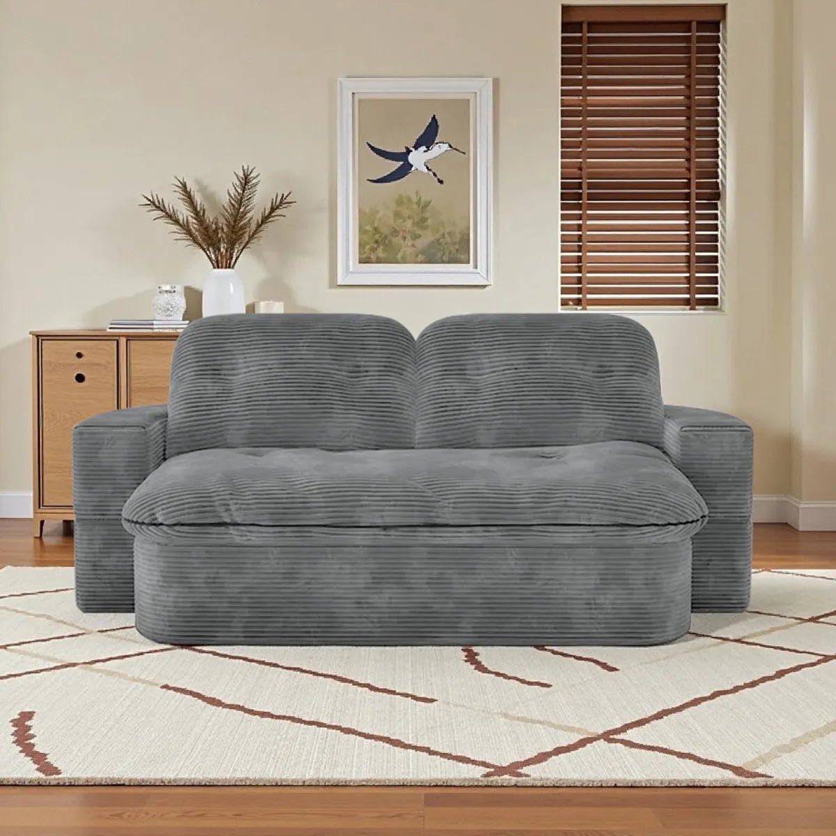 Bellemave® 2 - in - 1 Convertible Modular Sofa Bed with Memory Foam Mattress - No Assembly Required - Bellemave
