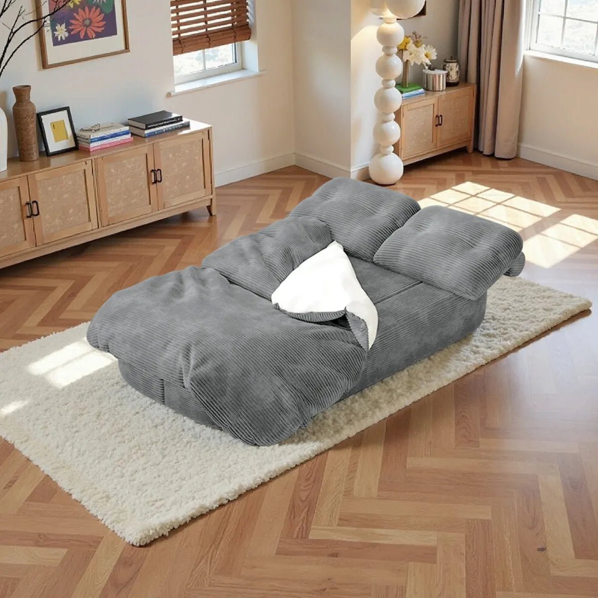 Bellemave® 2 - in - 1 Convertible Modular Sofa Bed with Memory Foam Mattress - No Assembly Required - Bellemave