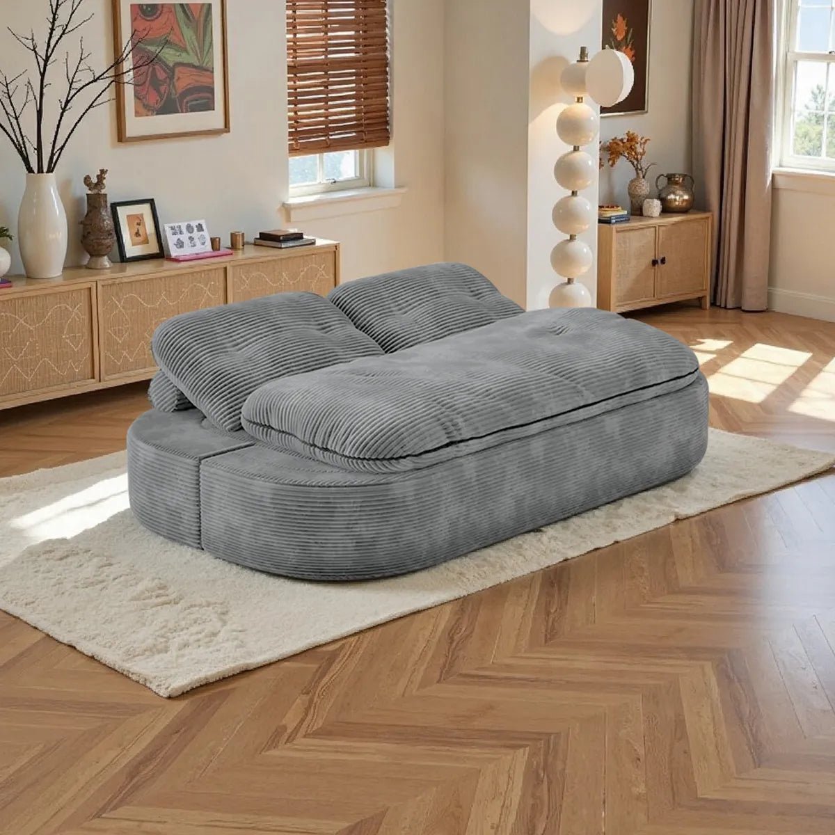 Bellemave® 2 - in - 1 Convertible Modular Sofa Bed with Memory Foam Mattress - No Assembly Required - Bellemave