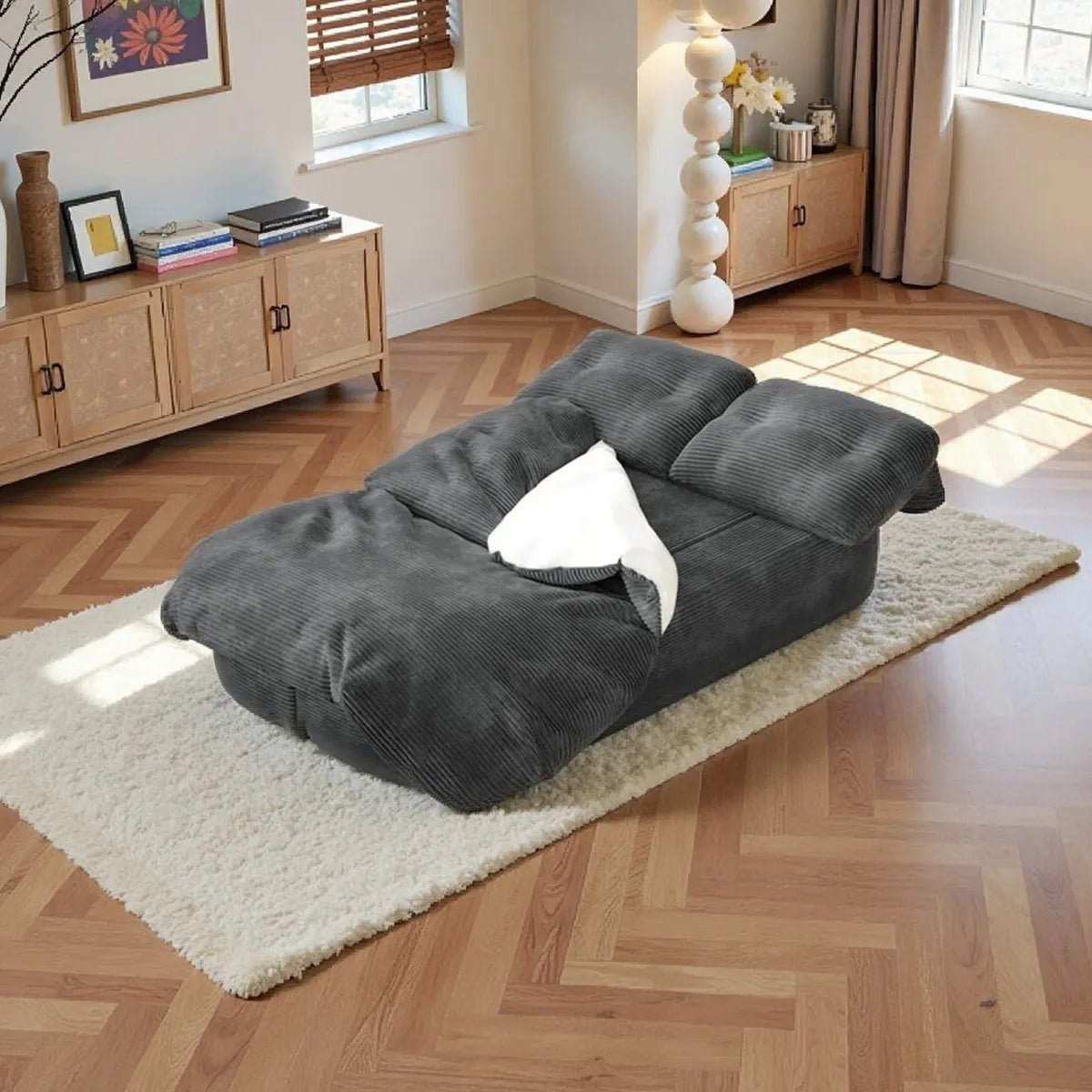 Bellemave® 2 - in - 1 Convertible Modular Sofa Bed with Memory Foam Mattress - No Assembly Required - Bellemave