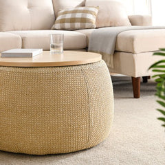 Bellemave® 2 in 1 Modern Round Storage Ottoman - Bellemave