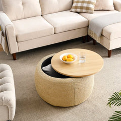 Bellemave® 2 in 1 Modern Round Storage Ottoman - Bellemave