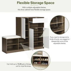 Bellemave® 2 - in - 1 Multi - functional Shoe Rack with Padded Seat and Adjustable Shelves - Bellemave