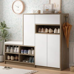 Bellemave® 2 - in - 1 Multi - functional Shoe Rack with Padded Seat and Adjustable Shelves - Bellemave