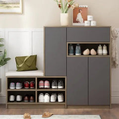 Bellemave® 2 - in - 1 Multi - functional Shoe Rack with Padded Seat and Adjustable Shelves - Bellemave