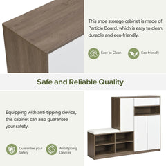 Bellemave® 2 - in - 1 Multi - functional Shoe Rack with Padded Seat and Adjustable Shelves - Bellemave