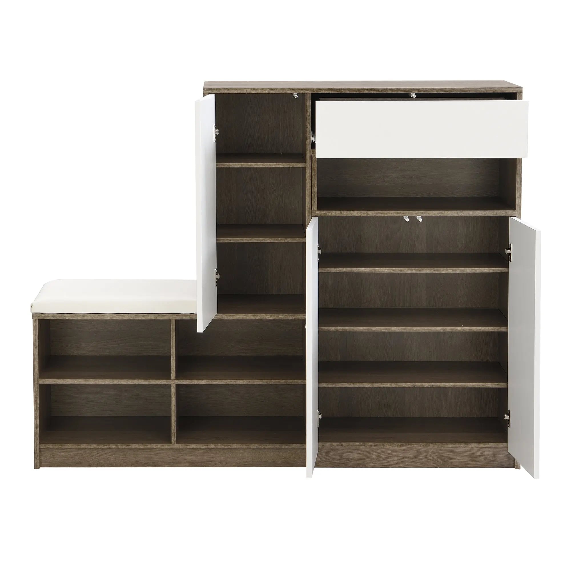 Bellemave® 2 - in - 1 Multi - functional Shoe Rack with Padded Seat and Adjustable Shelves - Bellemave