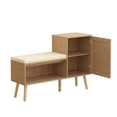 Bellemave® 2 - in - 1 Natural Rattan Shoe Cabinet with 2 Adjustable Shelves and Removable Seat Cushion - Bellemave
