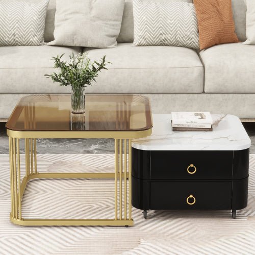 Bellemave® 2 - in - 1 Square Nesting Coffee Table with Wheels and Drawers - Bellemave