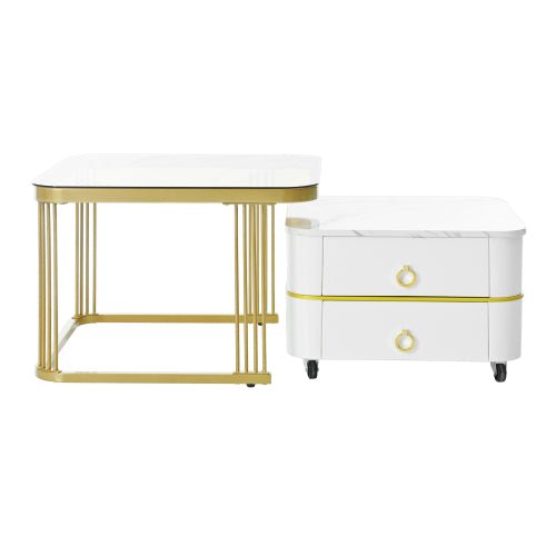 Bellemave® 2 - in - 1 Square Nesting Coffee Table with Wheels and Drawers - Bellemave