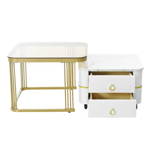 Bellemave® 2 - in - 1 Square Nesting Coffee Table with Wheels and Drawers - Bellemave