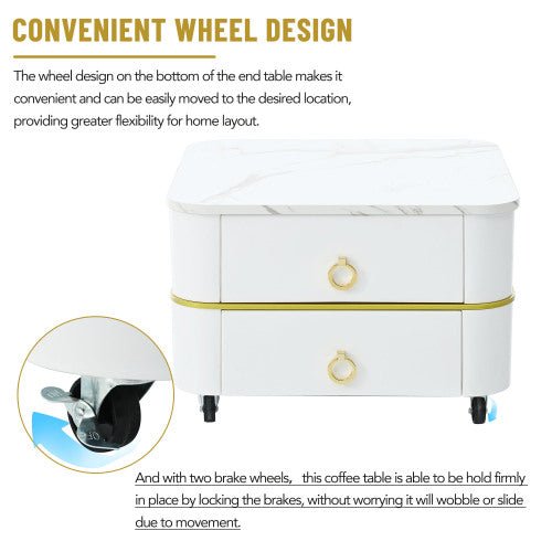 Bellemave® 2 - in - 1 Square Nesting Coffee Table with Wheels and Drawers - Bellemave