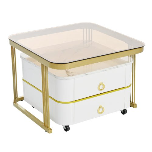 Bellemave® 2 - in - 1 Square Nesting Coffee Table with Wheels and Drawers - Bellemave