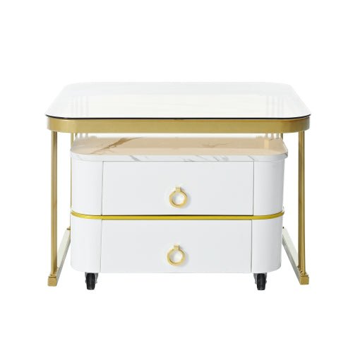 Bellemave® 2 - in - 1 Square Nesting Coffee Table with Wheels and Drawers - Bellemave