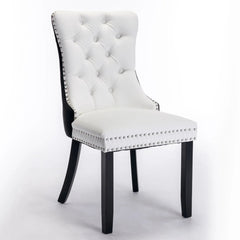 Bellemave® 2 - Pcs Set Modern High - end Tufted Solid Wood Contemporary PU and Velvet Upholstered Dining Chair with Wood Legs Nailhead Trim - Bellemave
