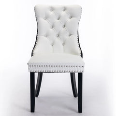 Bellemave® 2 - Pcs Set Modern High - end Tufted Solid Wood Contemporary PU and Velvet Upholstered Dining Chair with Wood Legs Nailhead Trim - Bellemave