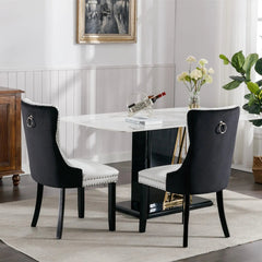 Bellemave® 2 - Pcs Set Modern High - end Tufted Solid Wood Contemporary PU and Velvet Upholstered Dining Chair with Wood Legs Nailhead Trim - Bellemave