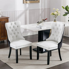Bellemave® 2 - Pcs Set Modern High - end Tufted Solid Wood Contemporary PU and Velvet Upholstered Dining Chair with Wood Legs Nailhead Trim - Bellemave