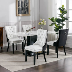 Bellemave® 2 - Pcs Set Modern High - end Tufted Solid Wood Contemporary PU and Velvet Upholstered Dining Chair with Wood Legs Nailhead Trim - Bellemave