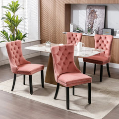 Bellemave® 2 - Pcs Set Modern High - end Tufted Solid Wood Contemporary Velvet Upholstered Dining Chair with Wood Legs Nailhead Trim - Bellemave