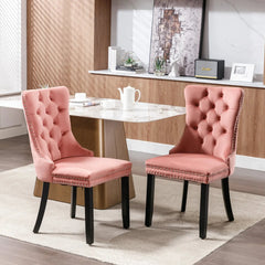 Bellemave® 2 - Pcs Set Modern High - end Tufted Solid Wood Contemporary Velvet Upholstered Dining Chair with Wood Legs Nailhead Trim - Bellemave