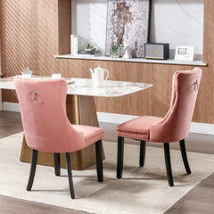 Bellemave® 2 - Pcs Set Modern High - end Tufted Solid Wood Contemporary Velvet Upholstered Dining Chair with Wood Legs Nailhead Trim - Bellemave
