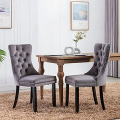 Bellemave® 2 - Pcs Set Modern High - end Tufted Solid Wood Contemporary Velvet Upholstered Dining Chair with Wood Legs Nailhead Trim - Bellemave