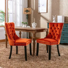 Bellemave® 2 - Pcs Set Modern High - end Tufted Solid Wood Contemporary Velvet Upholstered Dining Chair with Wood Legs Nailhead Trim - Bellemave
