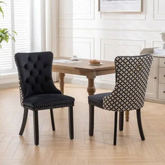 Bellemave® 2 - Pcs Set Modern High - end Tufted Solid Wood Contemporary Velvet Upholstered Dining Chair with Wood Legs Nailhead Trim - Bellemave