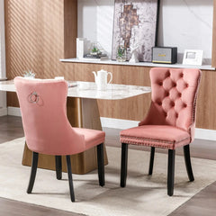 Bellemave® 2 - Pcs Set Modern High - end Tufted Solid Wood Contemporary Velvet Upholstered Dining Chair with Wood Legs Nailhead Trim - Bellemave