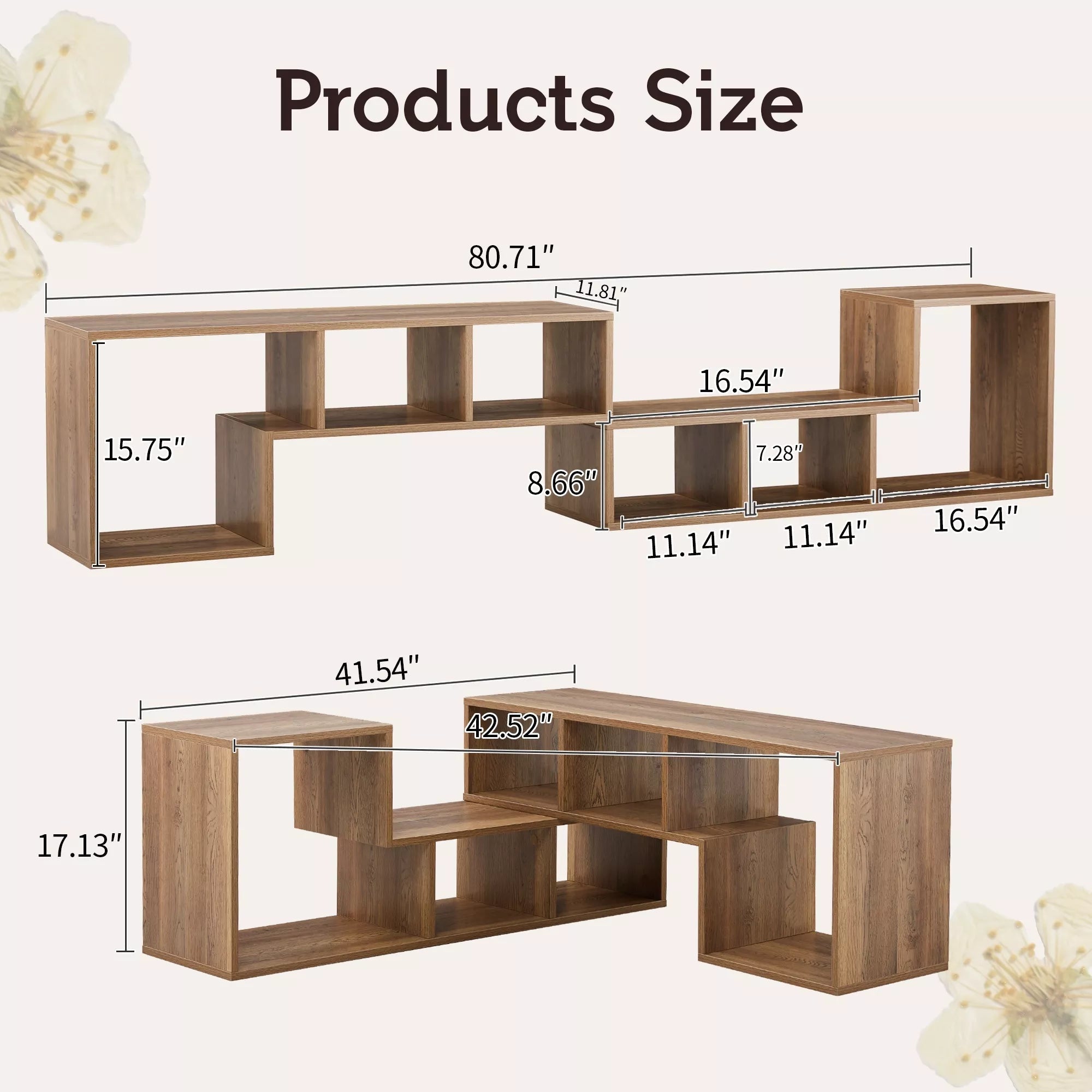 Bellemave® 2 Pieces Cube TV Stand,Free Combination Gaming Entertainment Center Media Stand,Open Storage Bookcase Shelf for Living Room,2 Shelf Bookcase L-Shaped TV Console Stand - Bellemave