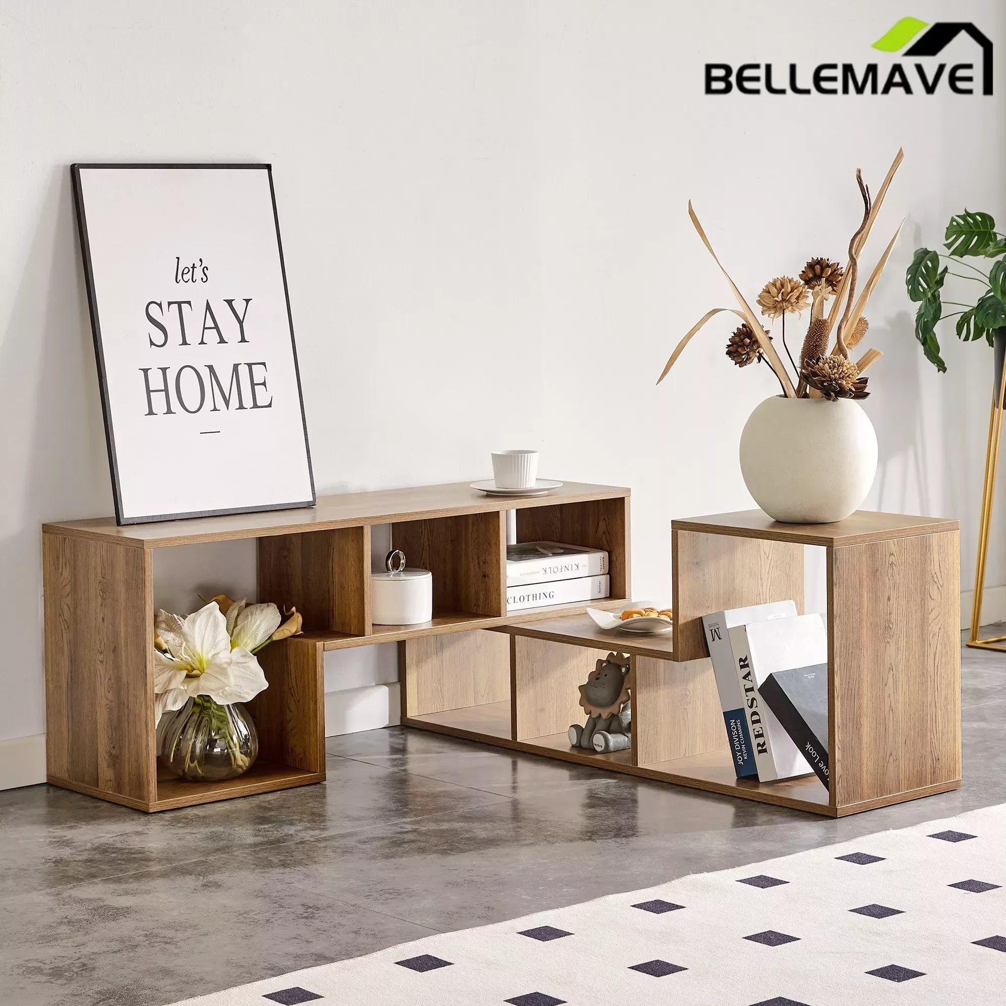 Bellemave® 2 Pieces Cube TV Stand,Free Combination Gaming Entertainment Center Media Stand,Open Storage Bookcase Shelf for Living Room,2 Shelf Bookcase L-Shaped TV Console Stand - Bellemave