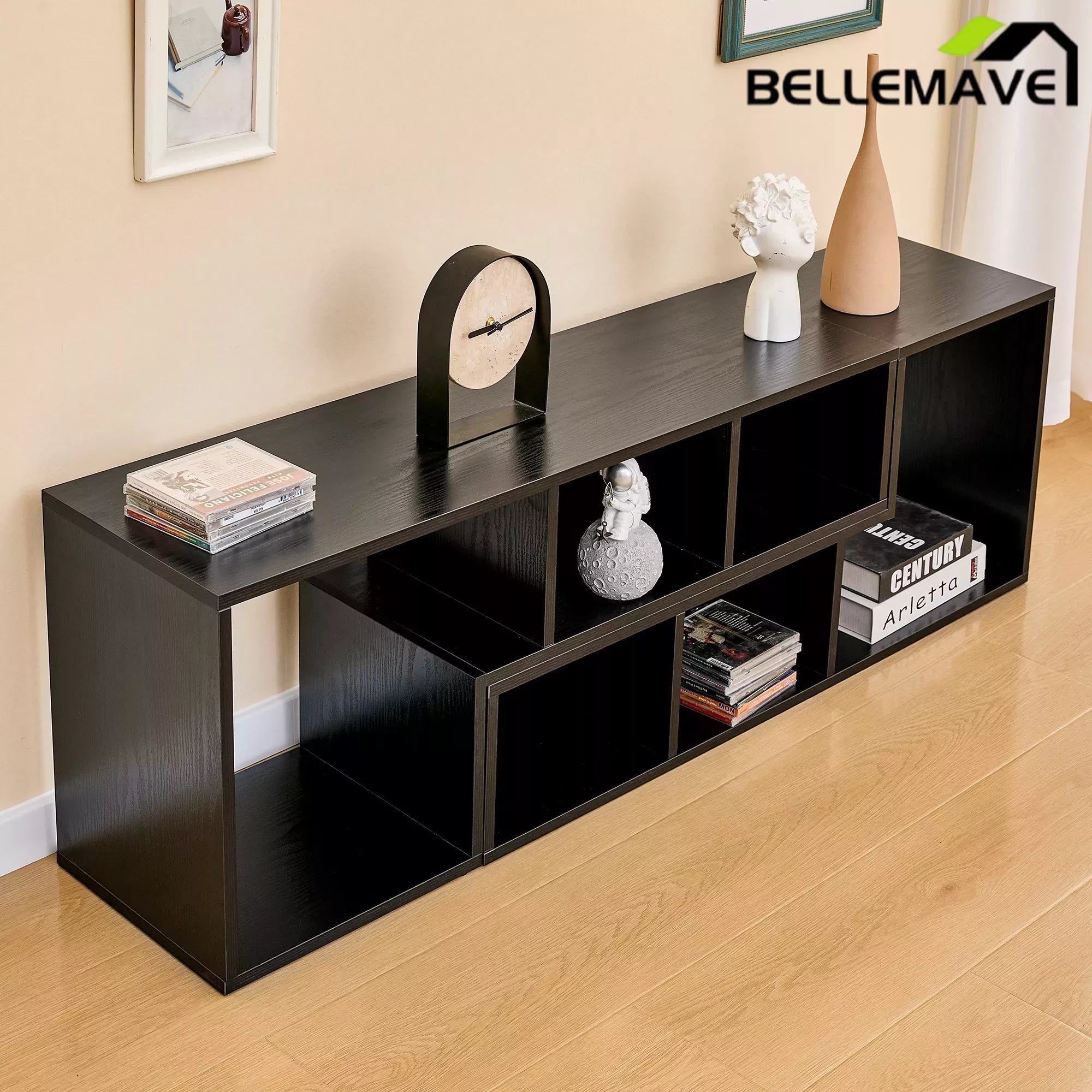 Bellemave® 2 Pieces Cube TV Stand,Free Combination Gaming Entertainment Center Media Stand,Open Storage Bookcase Shelf for Living Room,2 Shelf Bookcase L-Shaped TV Console Stand - Bellemave