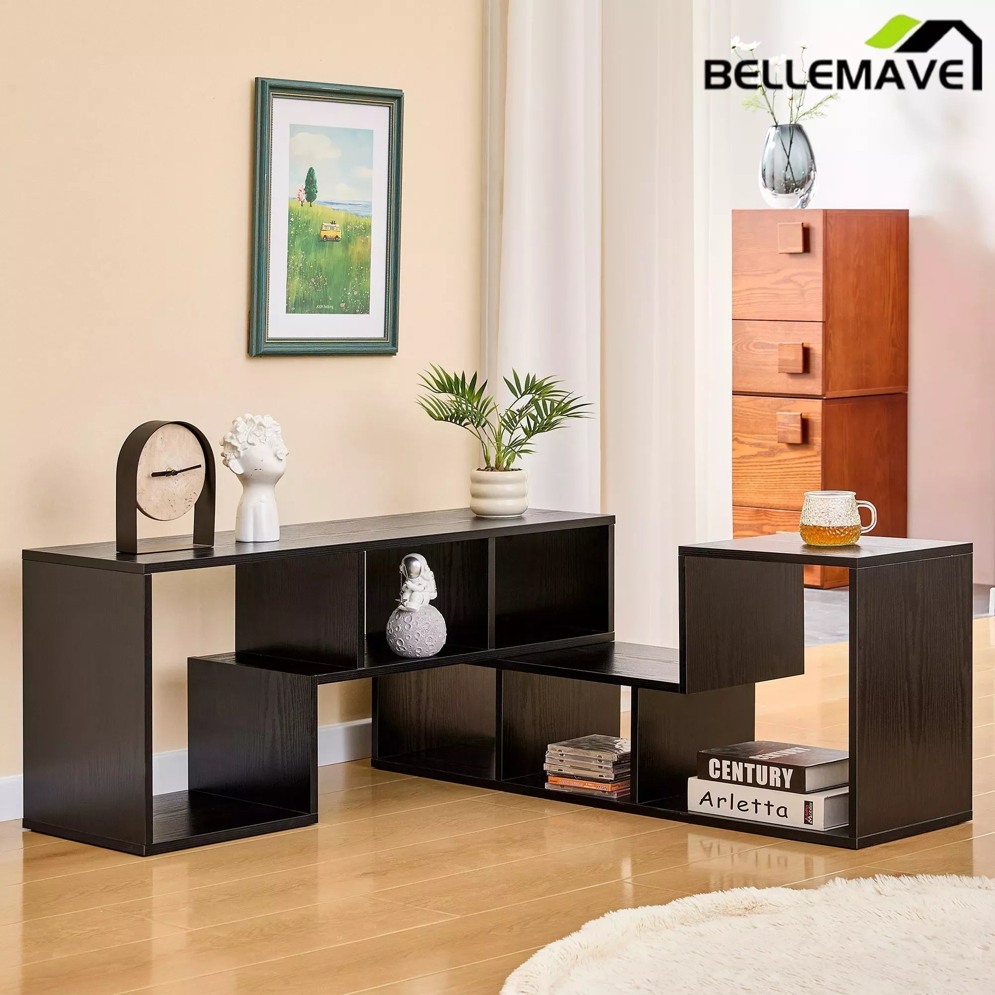 Bellemave® 2 Pieces Cube TV Stand,Free Combination Gaming Entertainment Center Media Stand,Open Storage Bookcase Shelf for Living Room,2 Shelf Bookcase L-Shaped TV Console Stand - Bellemave