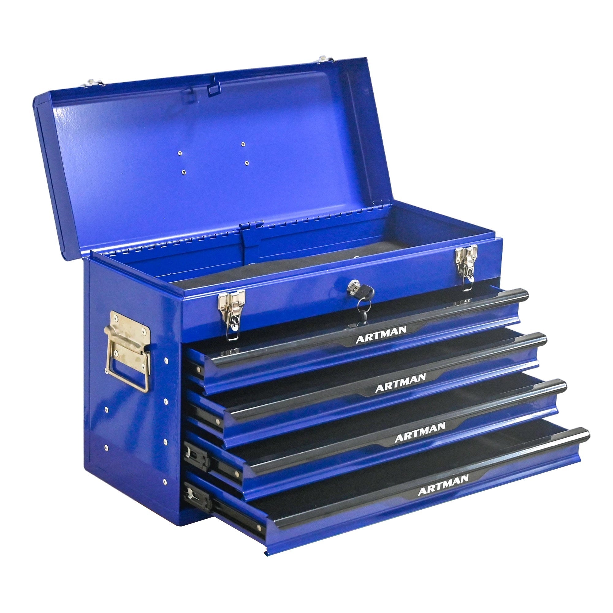 Bellemave® 20 - inch Steel Portable Tool Box With Drawers - Tool Storage Box Organizer With Metal Lock Closure Device - Powder - coated Tool Storage Cabinet - Bellemave