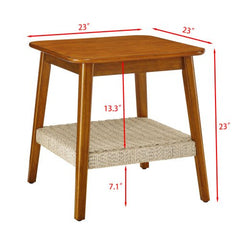 Bellemave® 23" Mid - Century Side Table with Woven Shelf - Bellemave