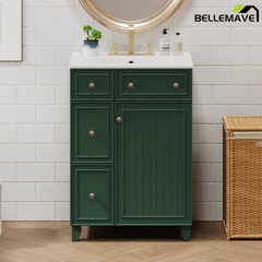 Bellemave® 24'' Bathroom Vanity Cabinet with Ceramic Sink, 2 Drawers, 1 Door - Bellemave