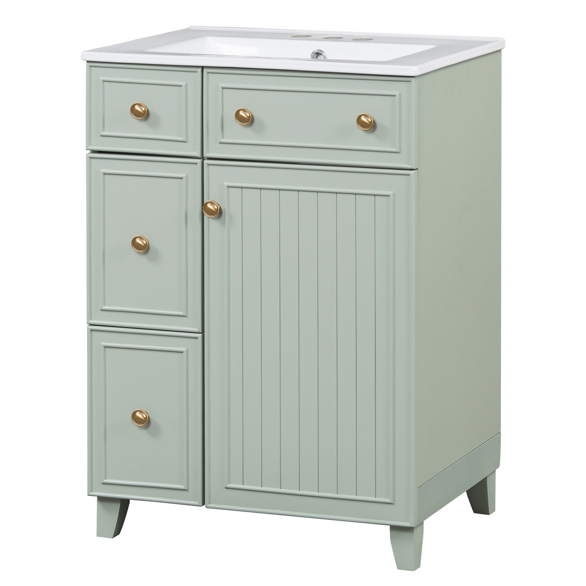 Bellemave® 24'' Bathroom Vanity Cabinet with Ceramic Sink, 2 Drawers, 1 Door - Bellemave