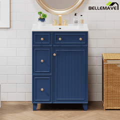 Bellemave® 24'' Bathroom Vanity Cabinet with Ceramic Sink, 2 Drawers, 1 Door - Bellemave