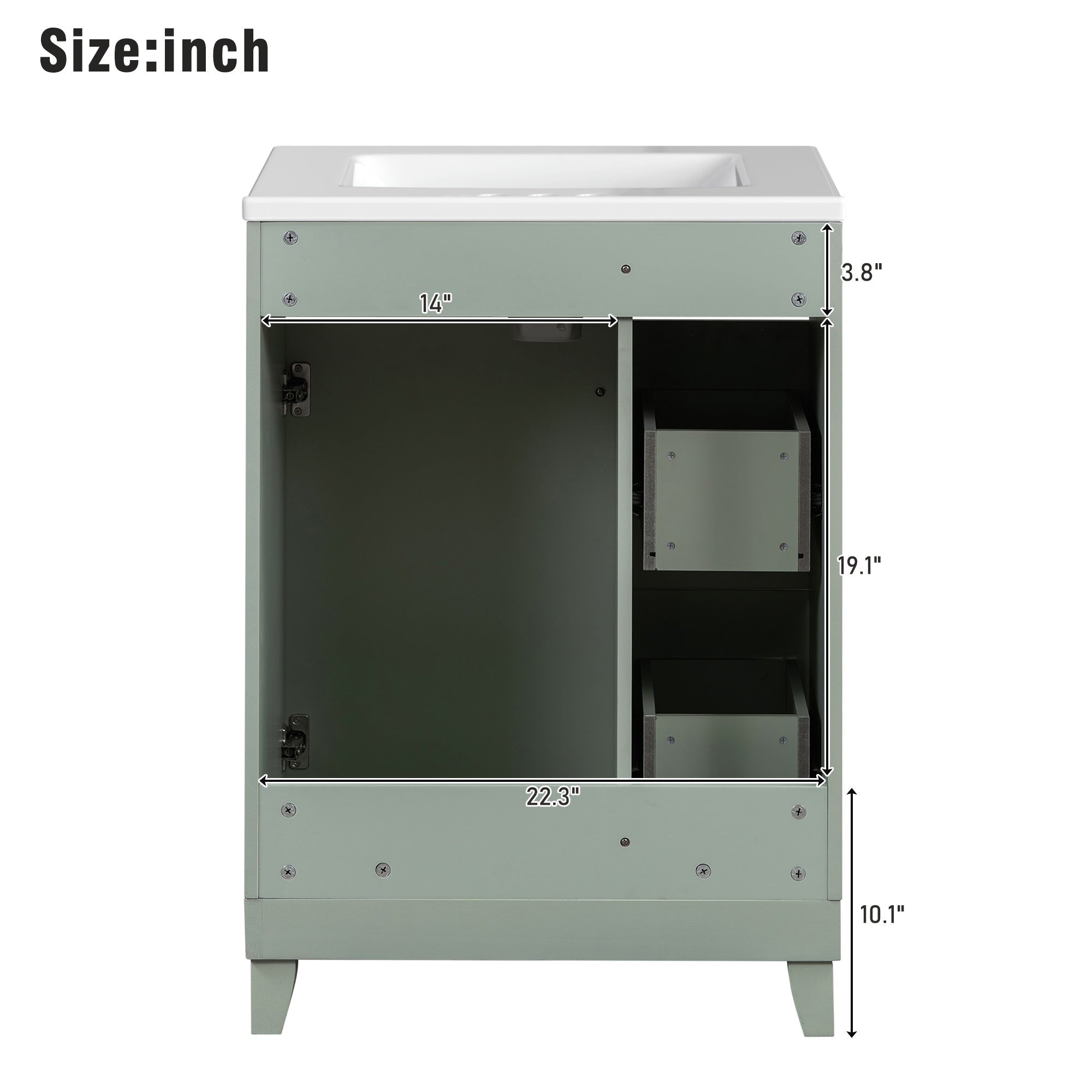 Bellemave® 24'' Bathroom Vanity Cabinet with Ceramic Sink, 2 Drawers, 1 Door - Bellemave