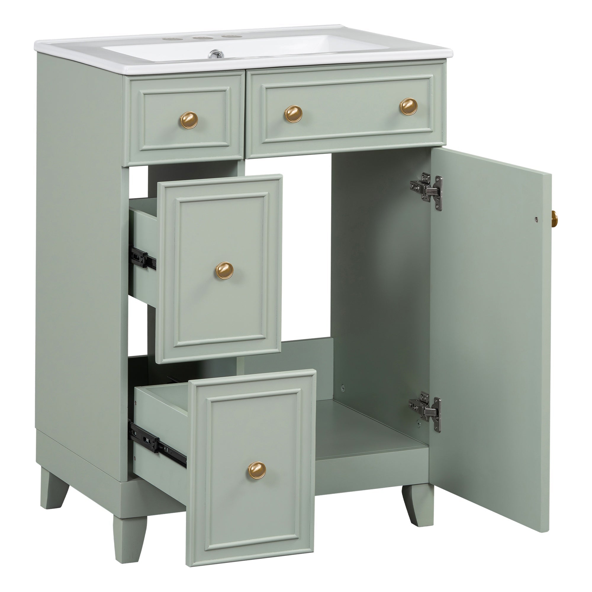 Bellemave® 24'' Bathroom Vanity Cabinet with Ceramic Sink, 2 Drawers, 1 Door - Bellemave
