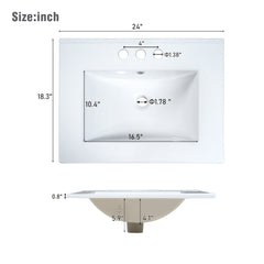 Bellemave® 24'' Bathroom Vanity Cabinet with Ceramic Sink, 2 Drawers, 1 Door - Bellemave