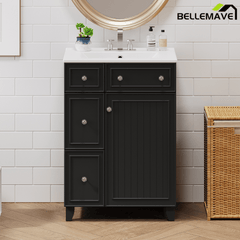 Bellemave® 24'' Bathroom Vanity Cabinet with Ceramic Sink, 2 Drawers, 1 Door - Bellemave