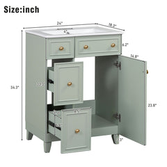 Bellemave® 24'' Bathroom Vanity Cabinet with Ceramic Sink, 2 Drawers, 1 Door - Bellemave