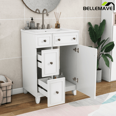 Bellemave® 24'' Bathroom Vanity Cabinet with Ceramic Sink, 2 Drawers, 1 Door - Bellemave